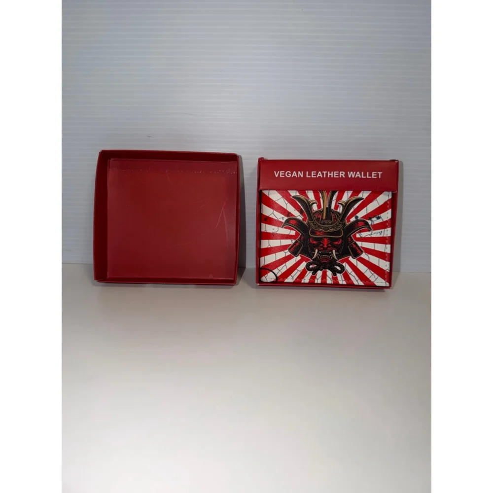 Men's Samurai Demon Vegan Leather Wallet One Size Red White NEW NEW IN PACKAGING